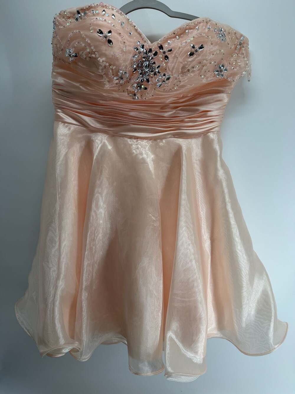 Bee Darlin Size 11/12 Blush Pink Rhinestone Strapless Homecoming Party Dress